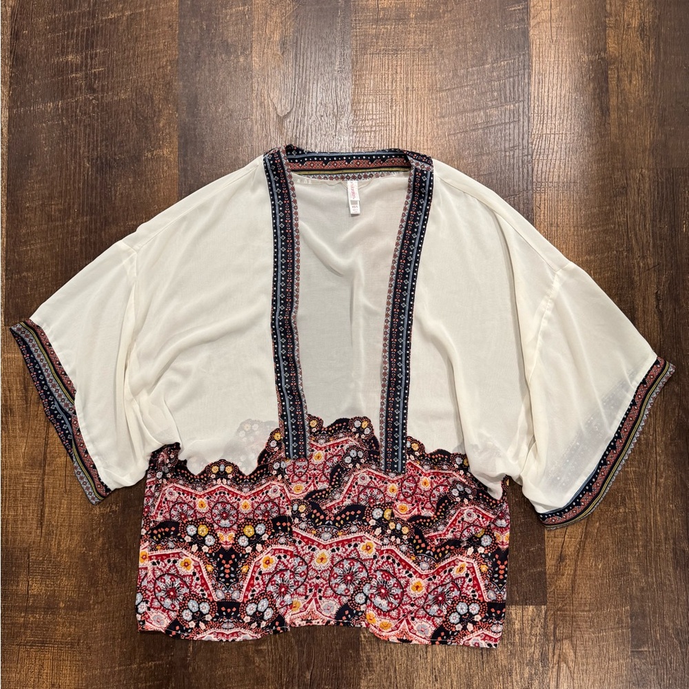 Xhilaration Multicolor Patterned chiffon sheet Kimono